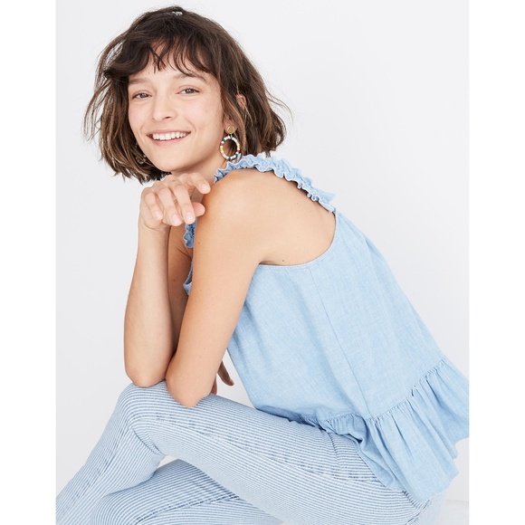 Madewell Denim Ruffle-Strap Cami Top - Picture 4 of 5